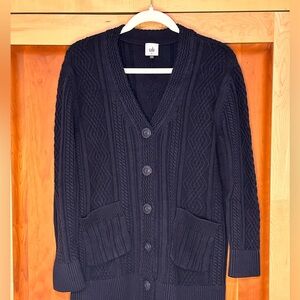 Cabi Women’s Heavy Cotton/Acrylic Navy Cableknit Sweater. Size Medium
